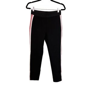Zara Basic Women's Black Pink White Side Stripe Stretch Mid Rise Leggings Size L